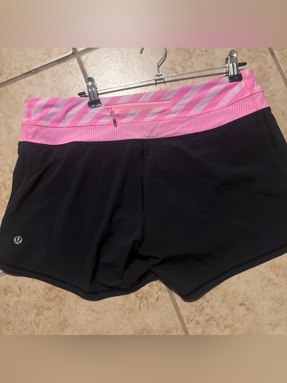 Lululemon Vintage Black Athletic Shorts with Pink Waistband